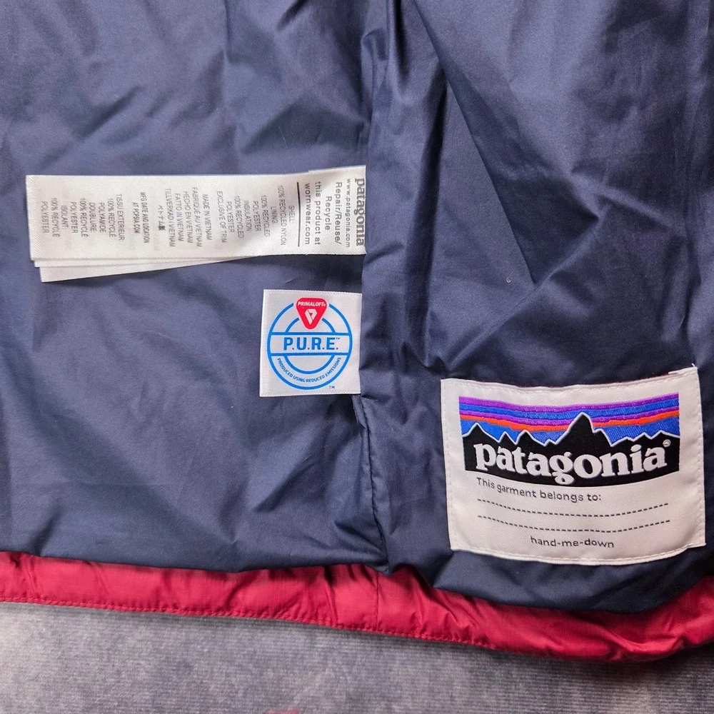 Patagonia Nano Puff Jacket Kids XL 14 Red Quilted Insulated Puffer Brick Pattern